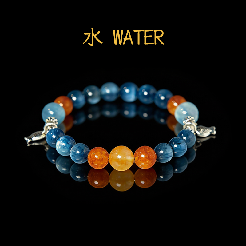 藍晶石-黃鐵礦-海藍寶石手鍊