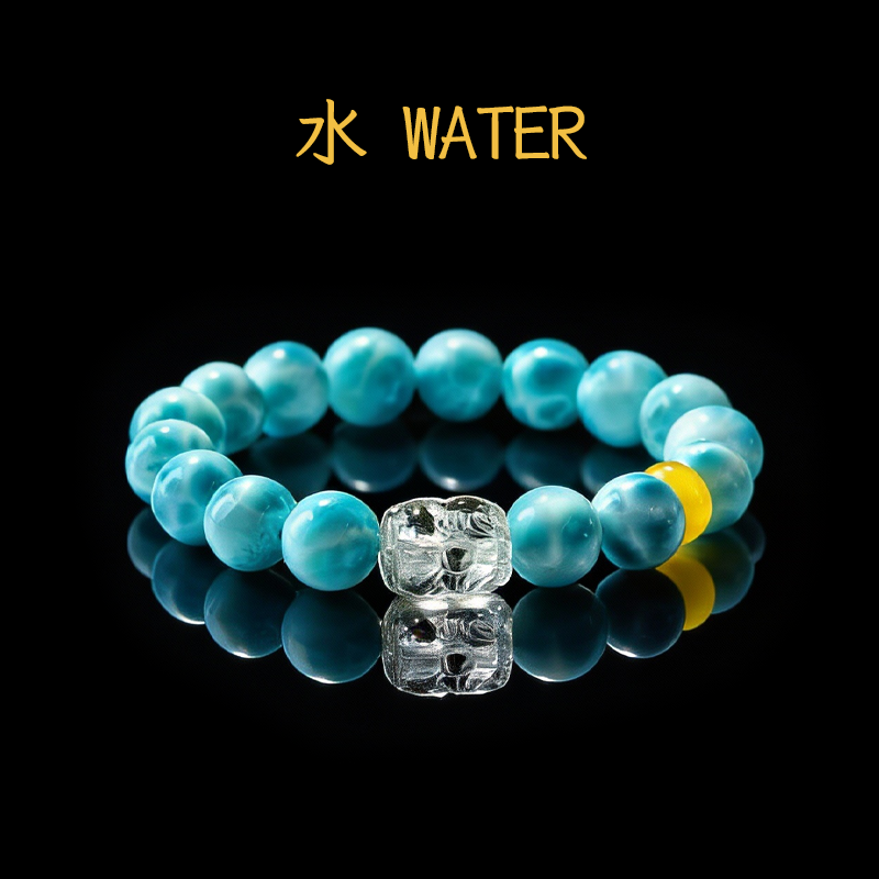 Enhydro石英貔貅-拉利瑪-蜂蠟琥珀手鍊