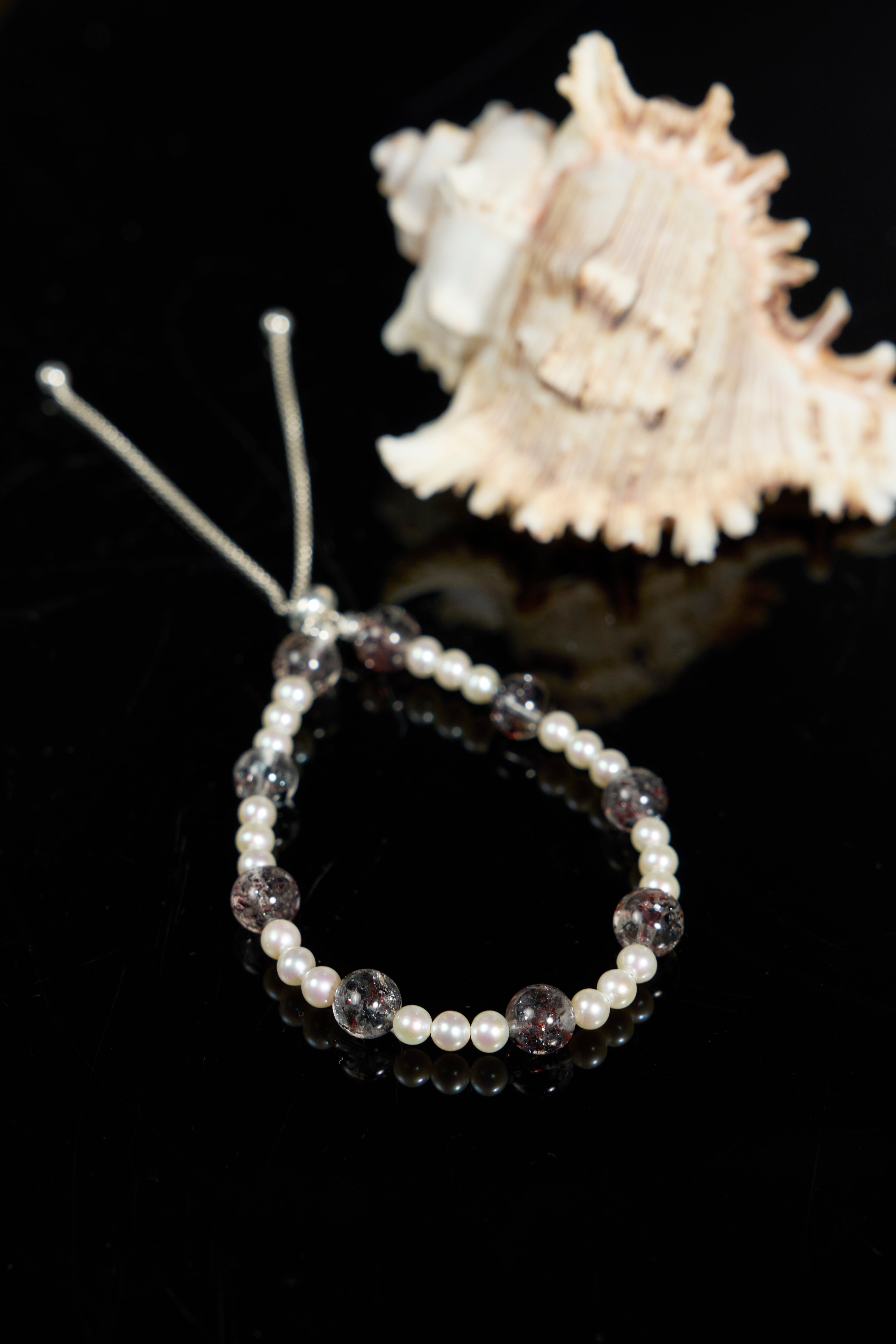 黑金草莓石英珍珠手鐲