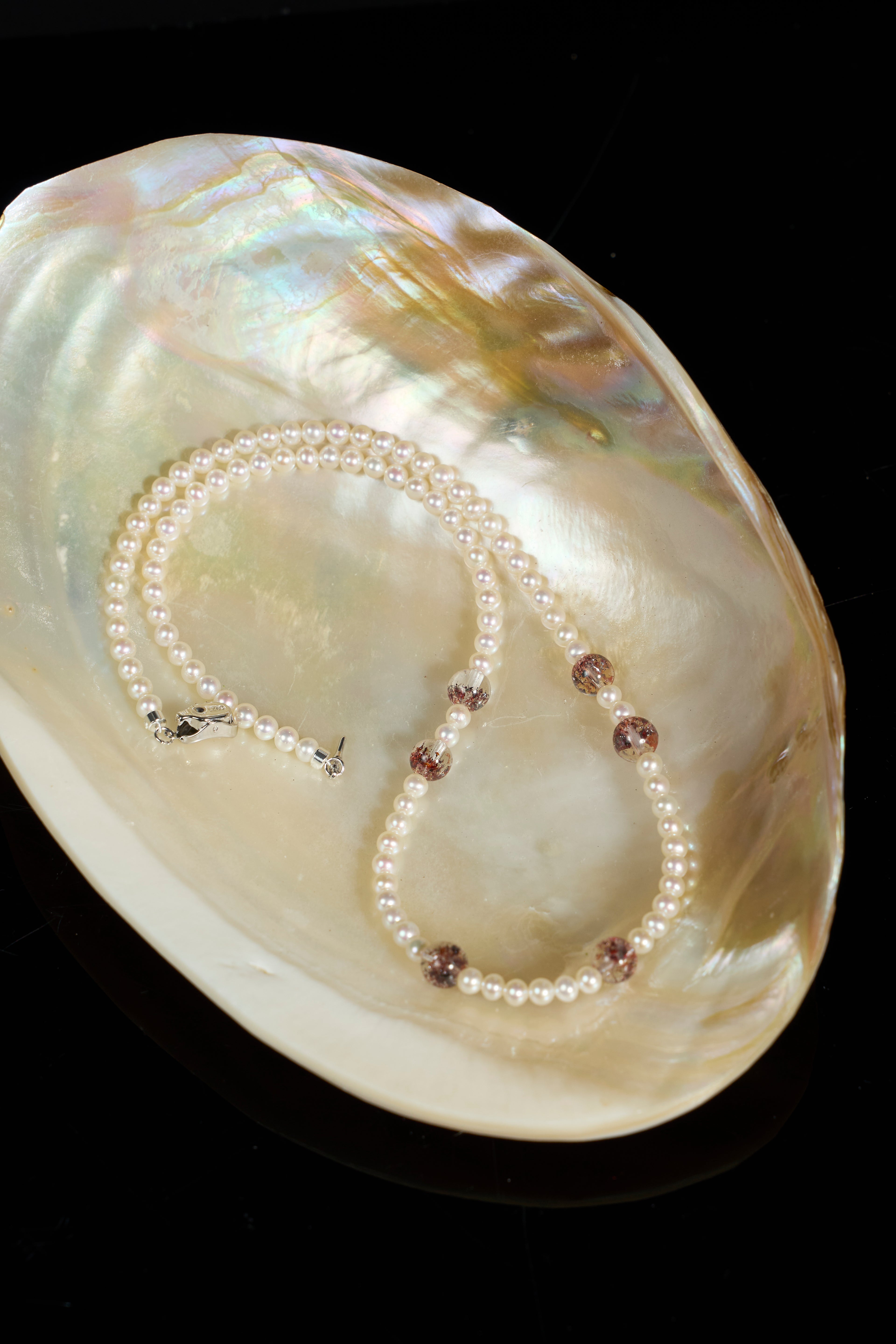 黑金草莓石英珍珠項鍊