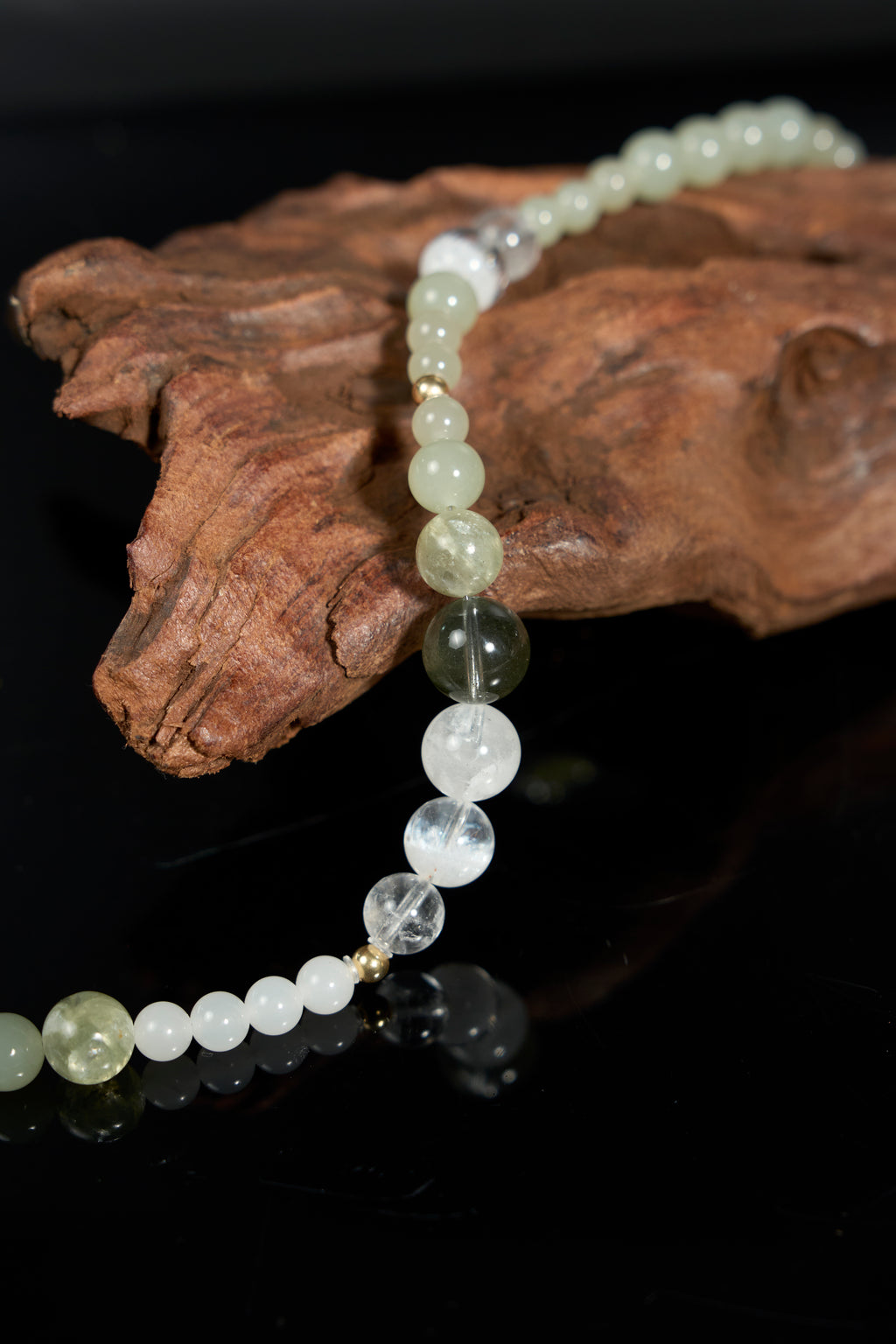 Nephrite-White & Green Phantom Quartz Necklace