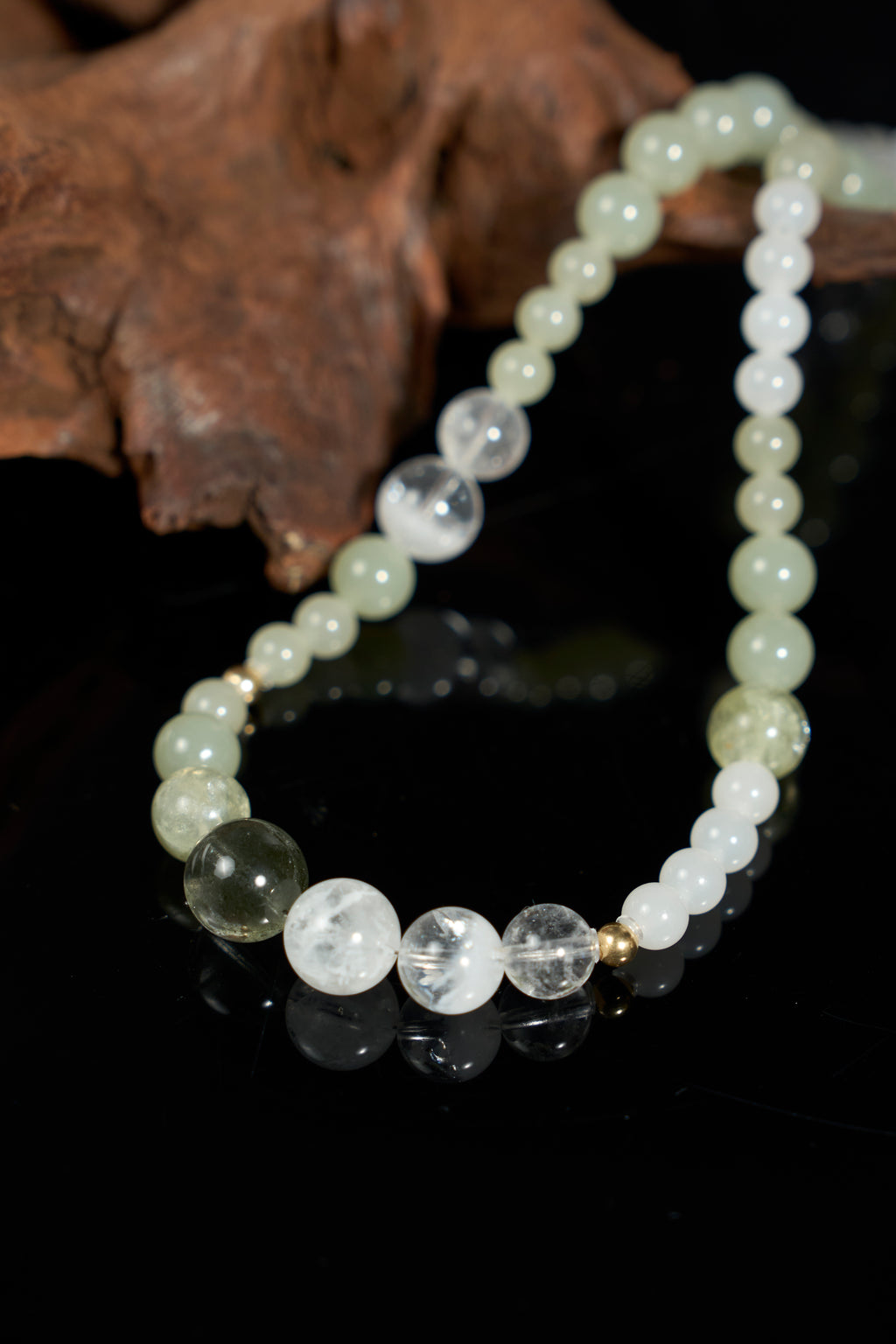 Nephrite-White & Green Phantom Quartz Necklace